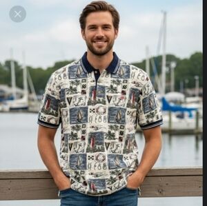 World Wide Sports Fishing Nautical Polo Size XL